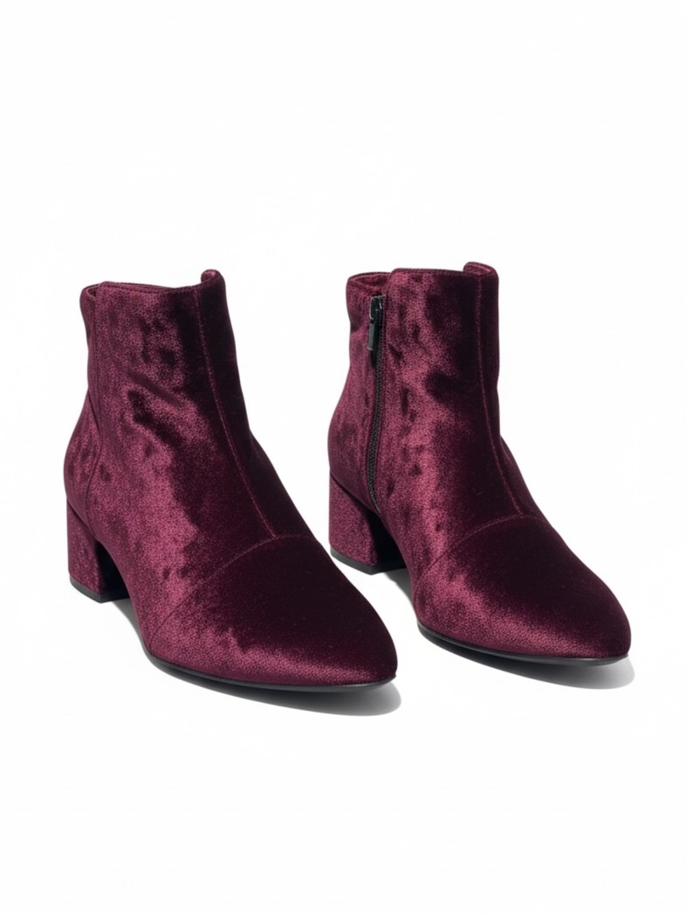 JOIE Velvet Oxblood Booties Sz 6.5 Block Low Heel Leather Sole Comfort Boho 36.5